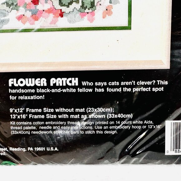 Vintage Dimensions No Count Cross Stitch Kit Flower Patch Cat Design (1989) - NW - Picture 3 of 7